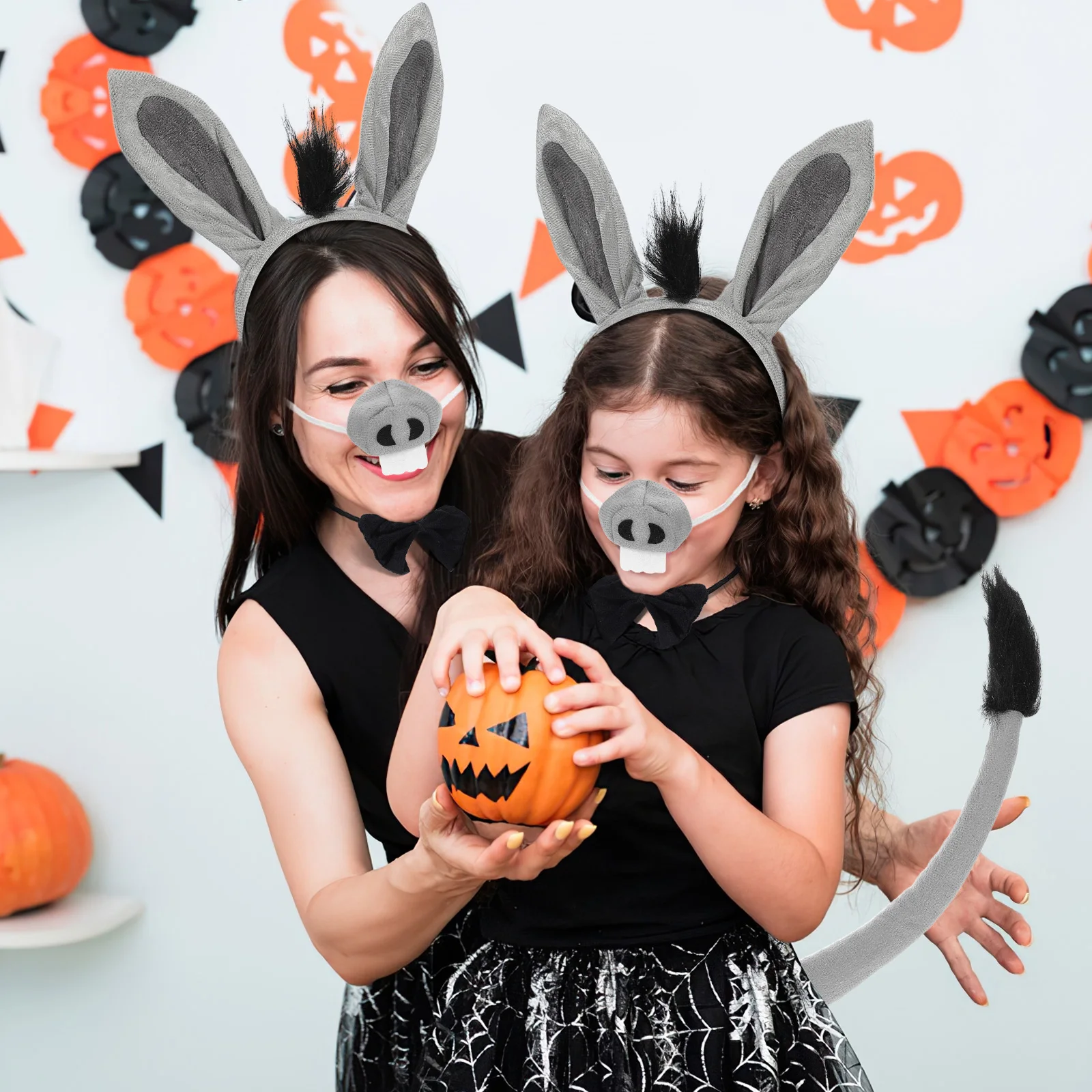 

1 set 1 Set Costume Kit Cartoon Headband Bowtie Nose Tail Party Accessories For Halloween Cosplay Lightweight Comfortable Animal