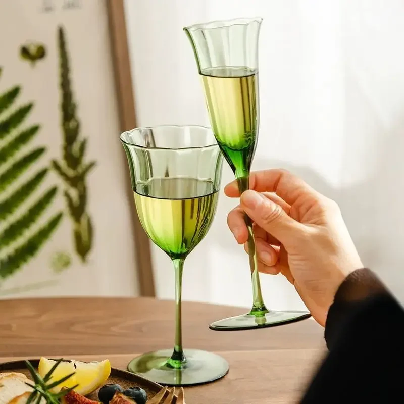 Creatieve groene stijl hoogte kristal champagne glas cocktailglas beker middeleeuwse huis wijnglazen kristalglas