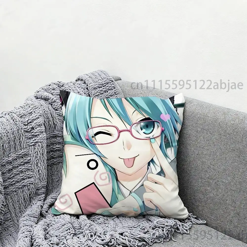 M-Miku Throw Pillow Case 40x40cm Decoration DIY Square Chair Pillowcase Pad Cover