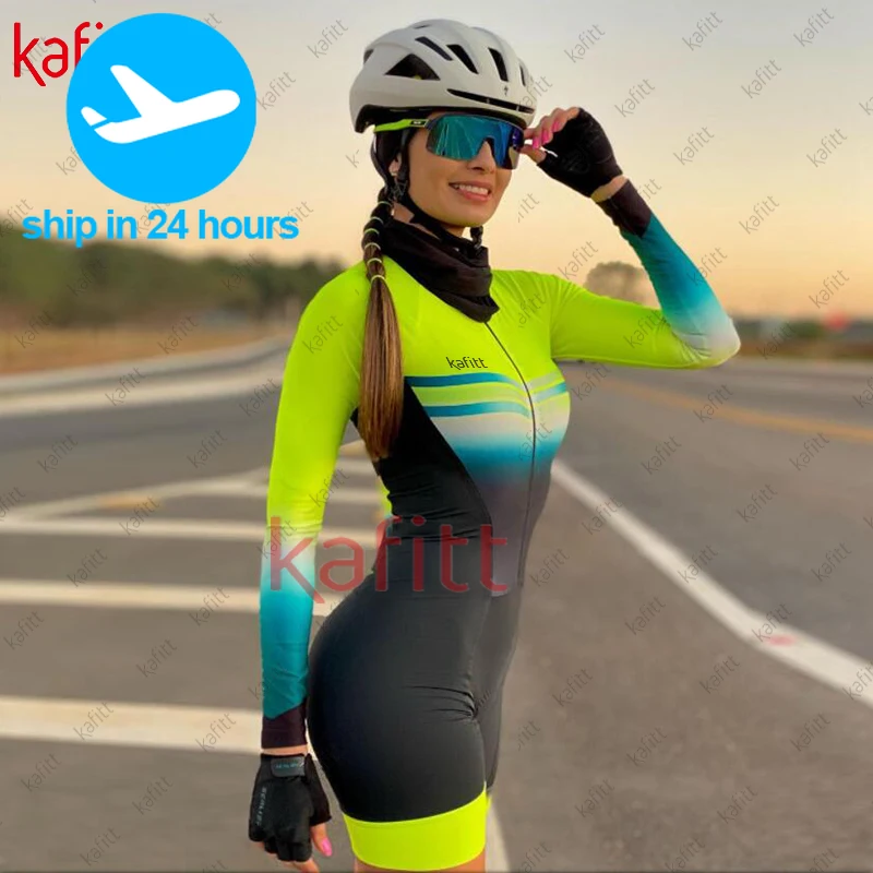 Kafitt vetement 2024 femme cycliste winter jumpsuits set cycling blouse female cycling costume mujer monkey shorts female shorts