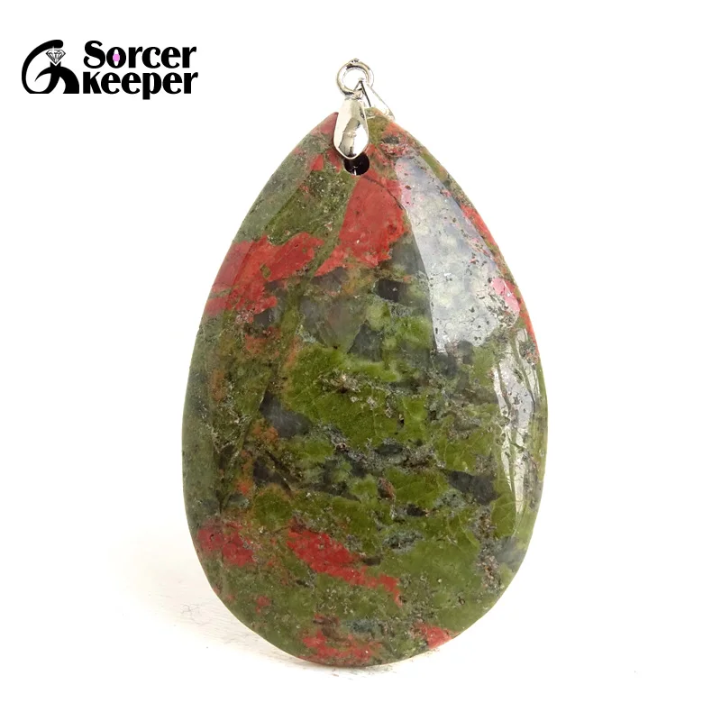 Wholesale Women Man Jewelry Vintage Big Natural Green Unakite Stone Beads Necklaces & Pendants Fashion Fine Bijoux For Men BE310