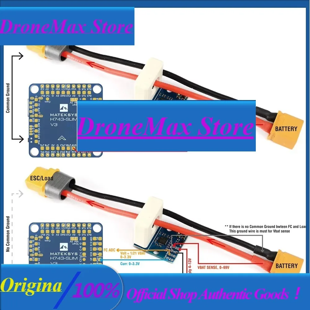 DroMaMatek Systems Hall Effect Current Sensor 150A Module 0~69V Voltage Sense 23 * 20* 23mm 7g For Flight Controller FPV Racing