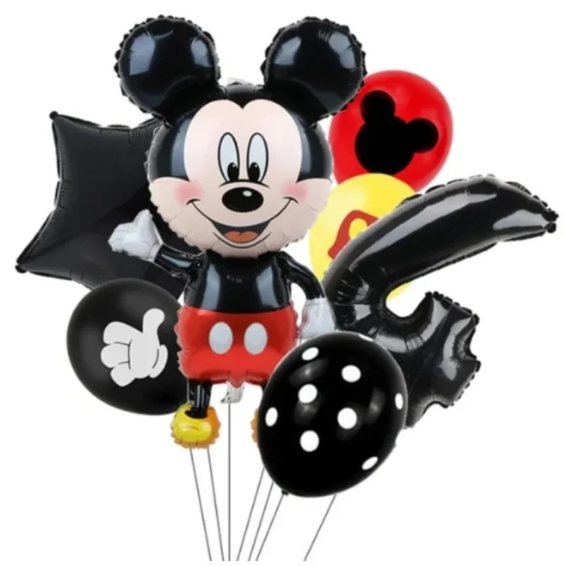 Juego de globos de película de aluminio de dibujos animados digitales para niños, decoraciones de cumpleaños con temática de Mickey de Disney