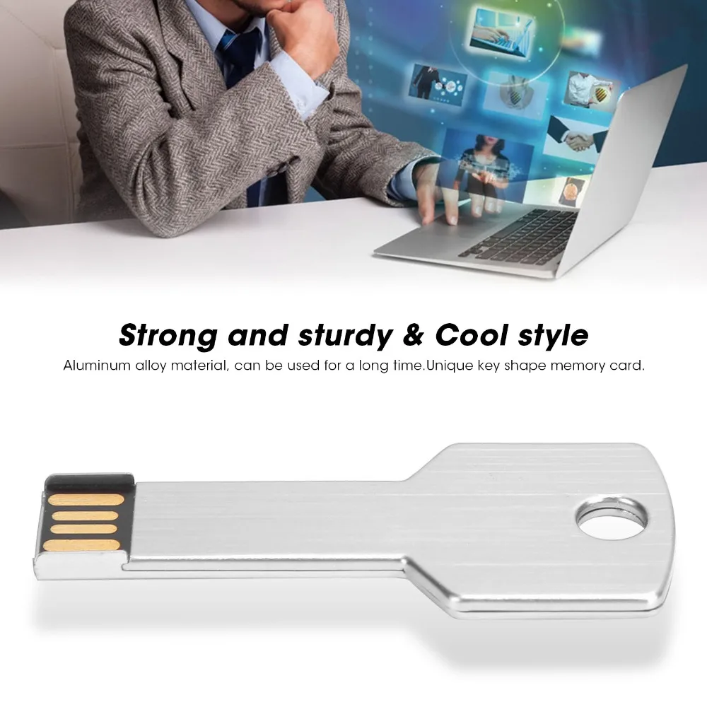 Portable Cool Key Shape USB Flash Drive Large Storage Capacity Convenient to Use USB Memory Disc USB Thumb Drive Computer Use