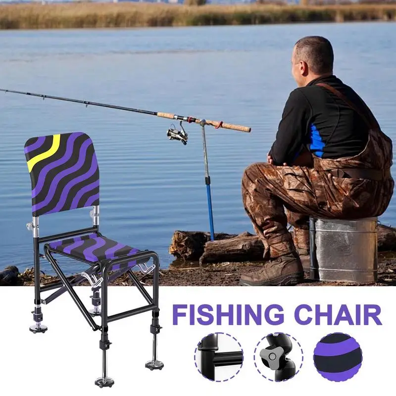 

Portable Fishing Chair Small Adjustable Camping Fishing Chair Stable Ground Stool Travel Seating For Backpacking Picnic Climbing