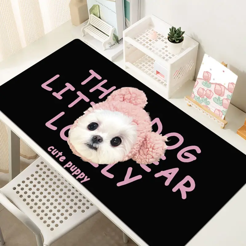 Cartoon puppy mouse pad oversized cute cat dormitory desktop pad black office computer keyboard pad table mat