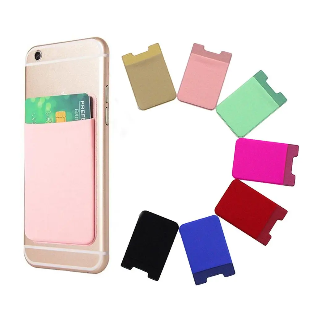 Elastic Mobile Phone Wallet Case Stick On Credit ID Card Holder Pocket Self-Adhesive Sticker Card Sleeves Universal