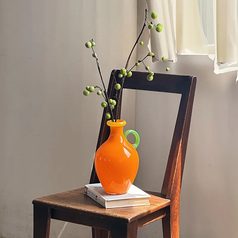 color glass vase niche medieval flower arrangement device home decoration flower arrangement water raising green glass