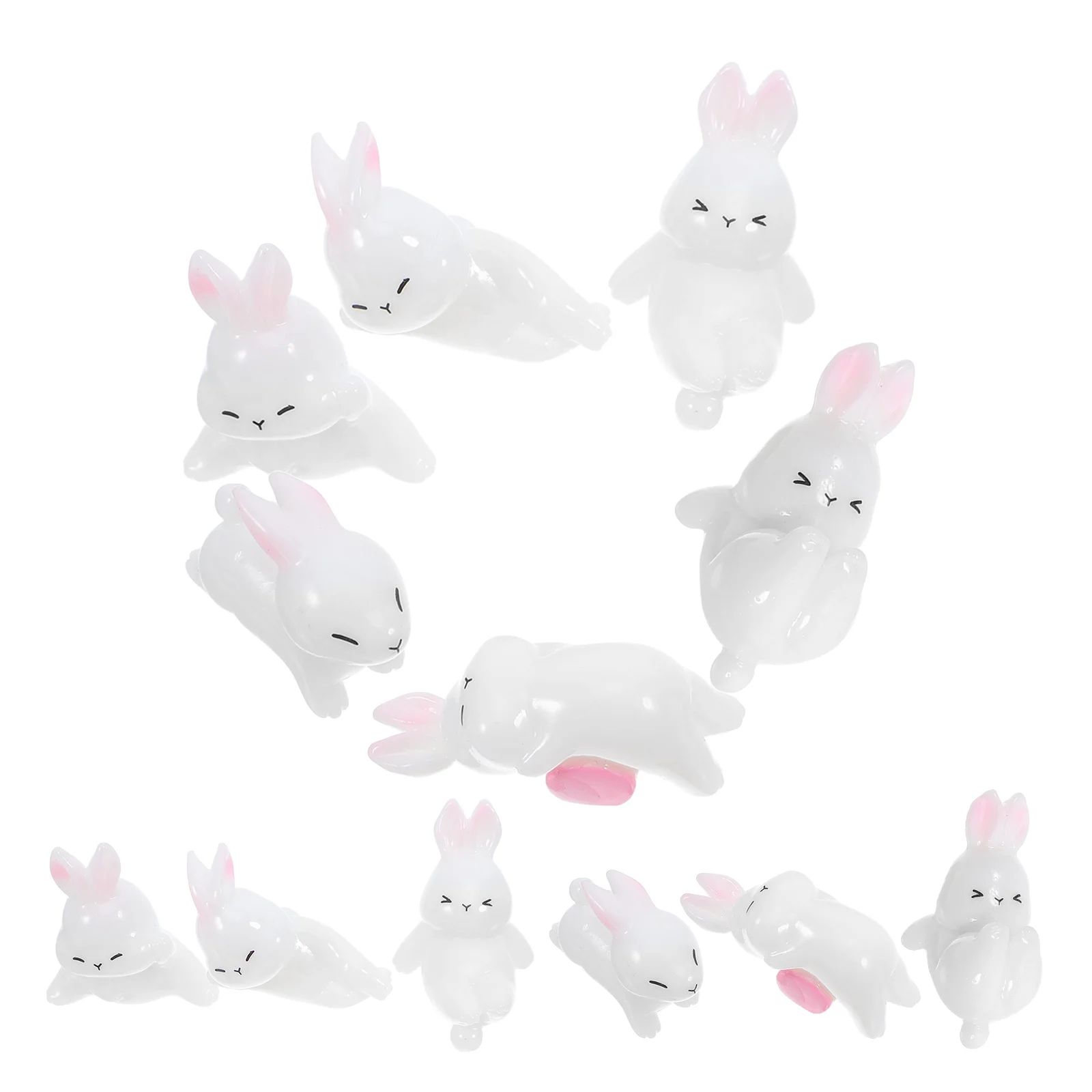 

12Pcs Mini Bunny Resin Sculptures Cute Small Animal Decorations for Desktop Micro Landscape Garden Bonsai Mini Bunny Figures