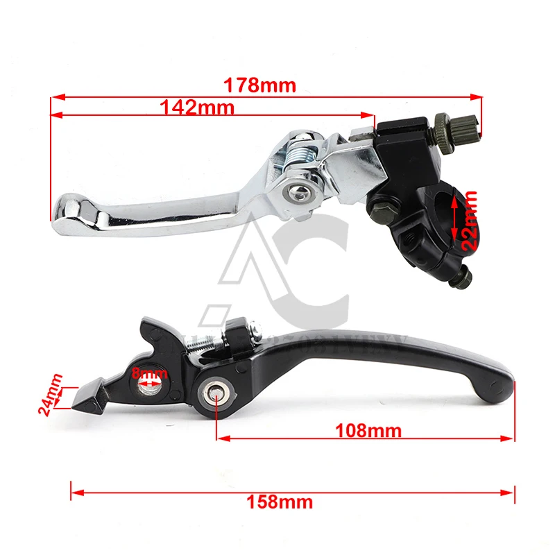 1 Pair 22mm 7/8 Inch Folding Handlebar Clutch Brake Lever For 50cc 110cc 125cc 200cc CRF KLX TTR Apollo 125 ATV Dirt Pit Bike