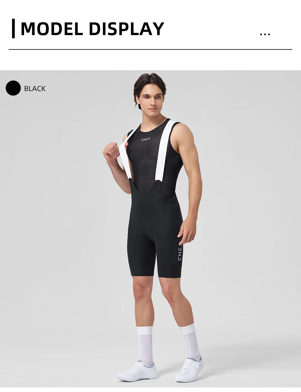 Cheji Herren-Radlerhose mit Trägern – Detail 7