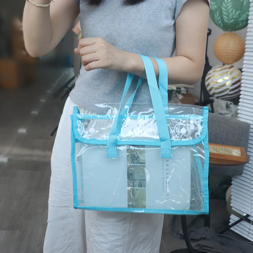 Large Capacity Test Paper Storage Bag Transparent PVC Handheld File Folder Durable Office Supplies Transparent Exam Bag