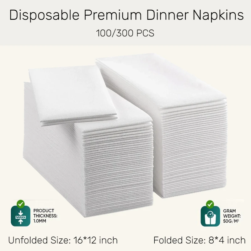 

300 Pcs 16"x12" Disposable Premium Dinner Napkin Linen feel Cloth Napkin Absorbent Guest Towel Wedding Hotel Party Reception