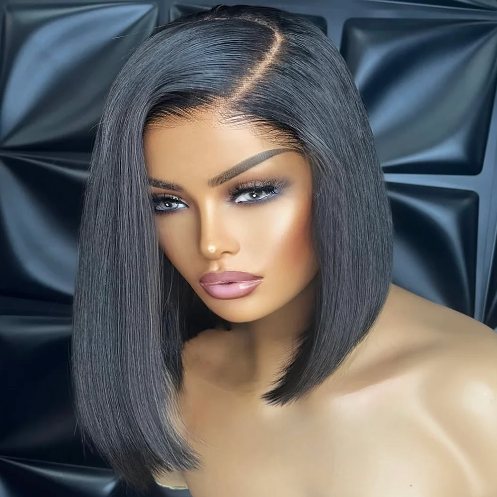 

16 Inch Short Bob Wig 13x4 Straight Lace Front Wigs Human Hair Pre Plucked Bone Straight Bob Brazilian Human Hair Wig 4x4 Lace