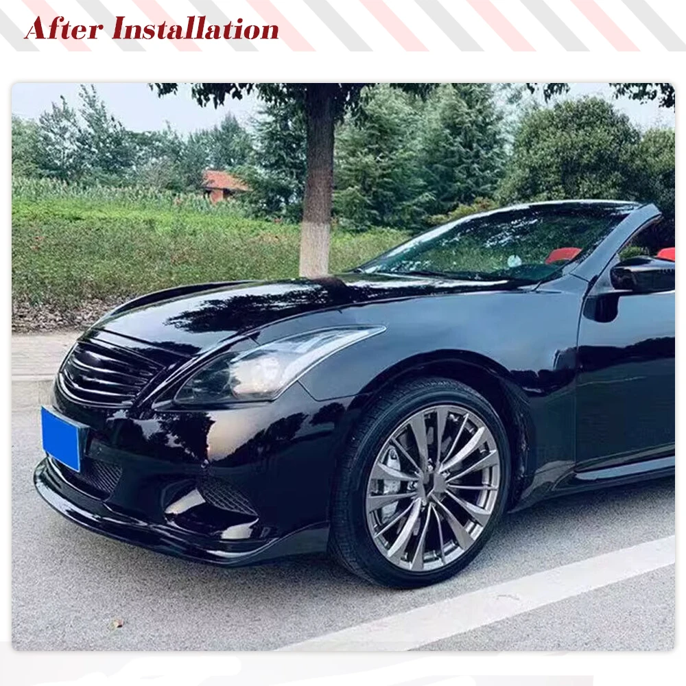 Car Front Bumper Lip Spoiler Chin Splitters For Infinti G37 Base Coupe Journey Sedan 2009-2013 3PCS Body Kits Carbon Fiber / FRP