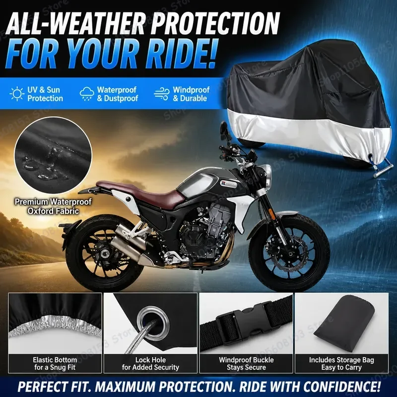 For KOVE 500F Motorcycle Cover Waterproof Dustproof UV Resistant All Weather Bike Cover for Scooter Moped Outdoor Indoor