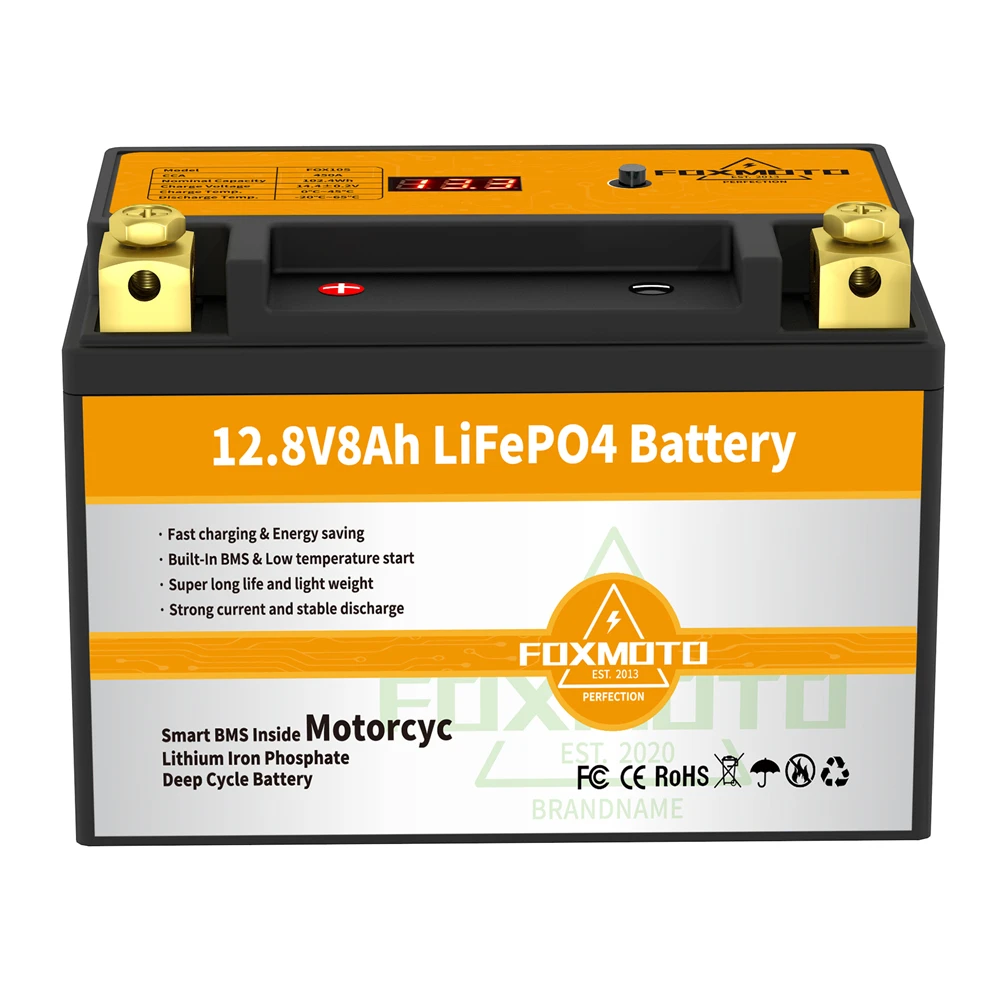 FOX10S 12.8V 102.4Wh CCA450A BMS Motorcycle Start Battery 12.8V Lithium iron Phosphate Scooter LiFePO4 Batteries YT10S-BS FOX10S