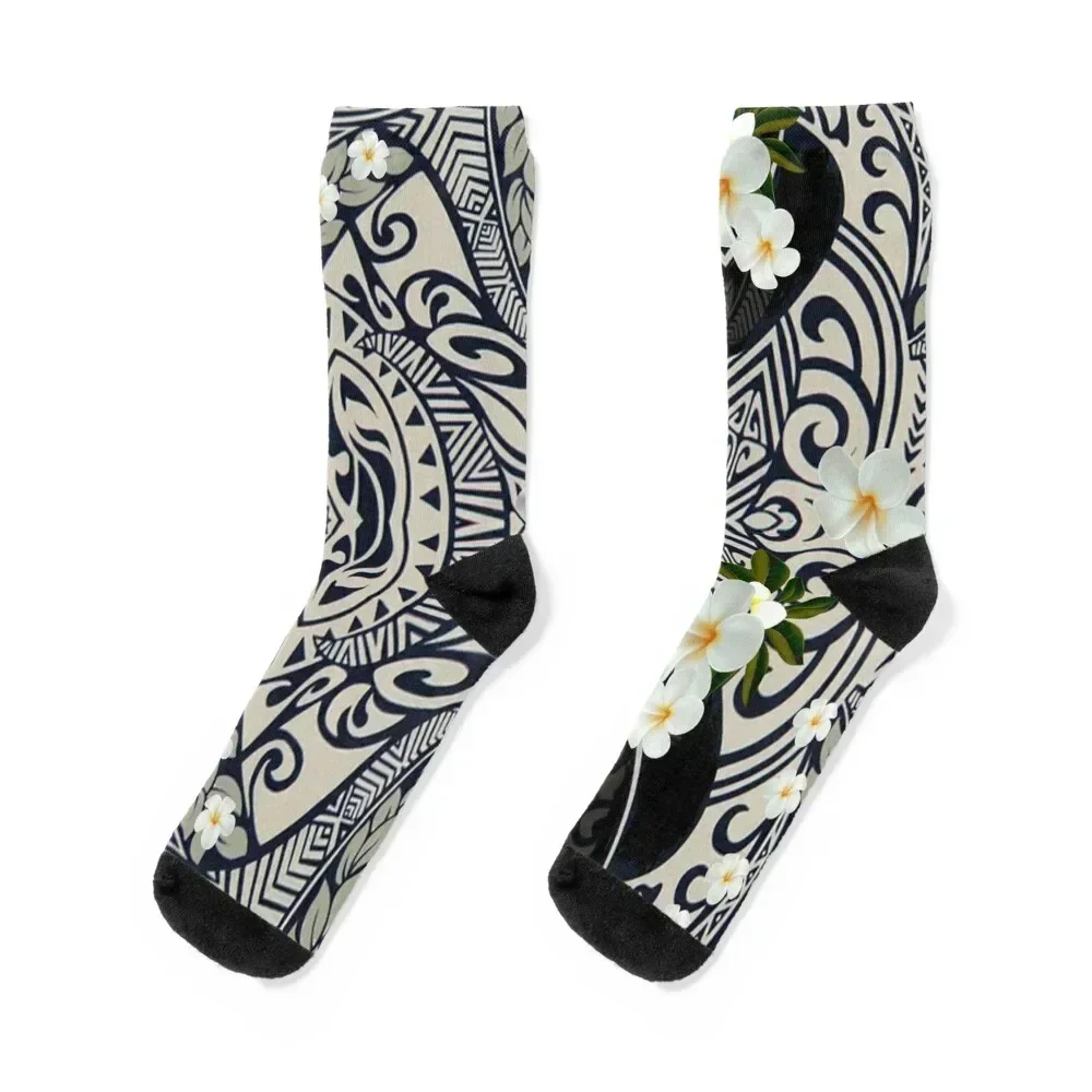 

Traditional Hawaiian Tapa and Plumeria Socks anti slip football cycling men cotton high quality Boy Child Socks Women's