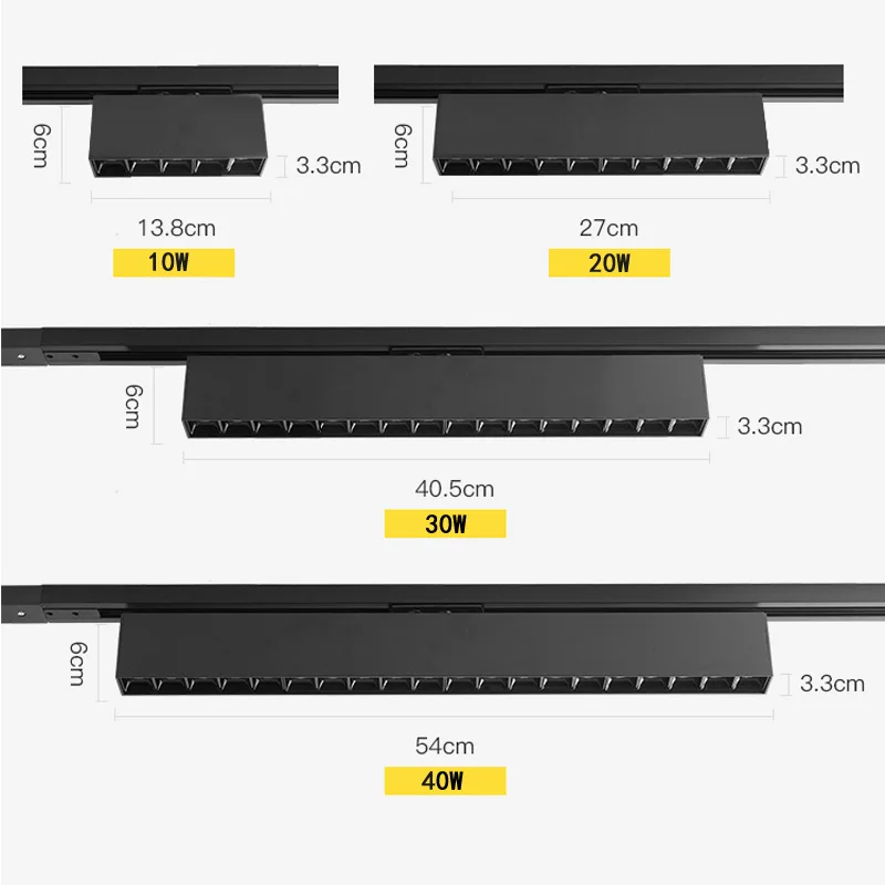 Imagem -05 - Luz de Pista Led para Casa Lâmpada do Teto Luz Linear Holofote Lâmpadas Ferroviárias Lojas Cob ac 85265v 10w 20w 30w 40w