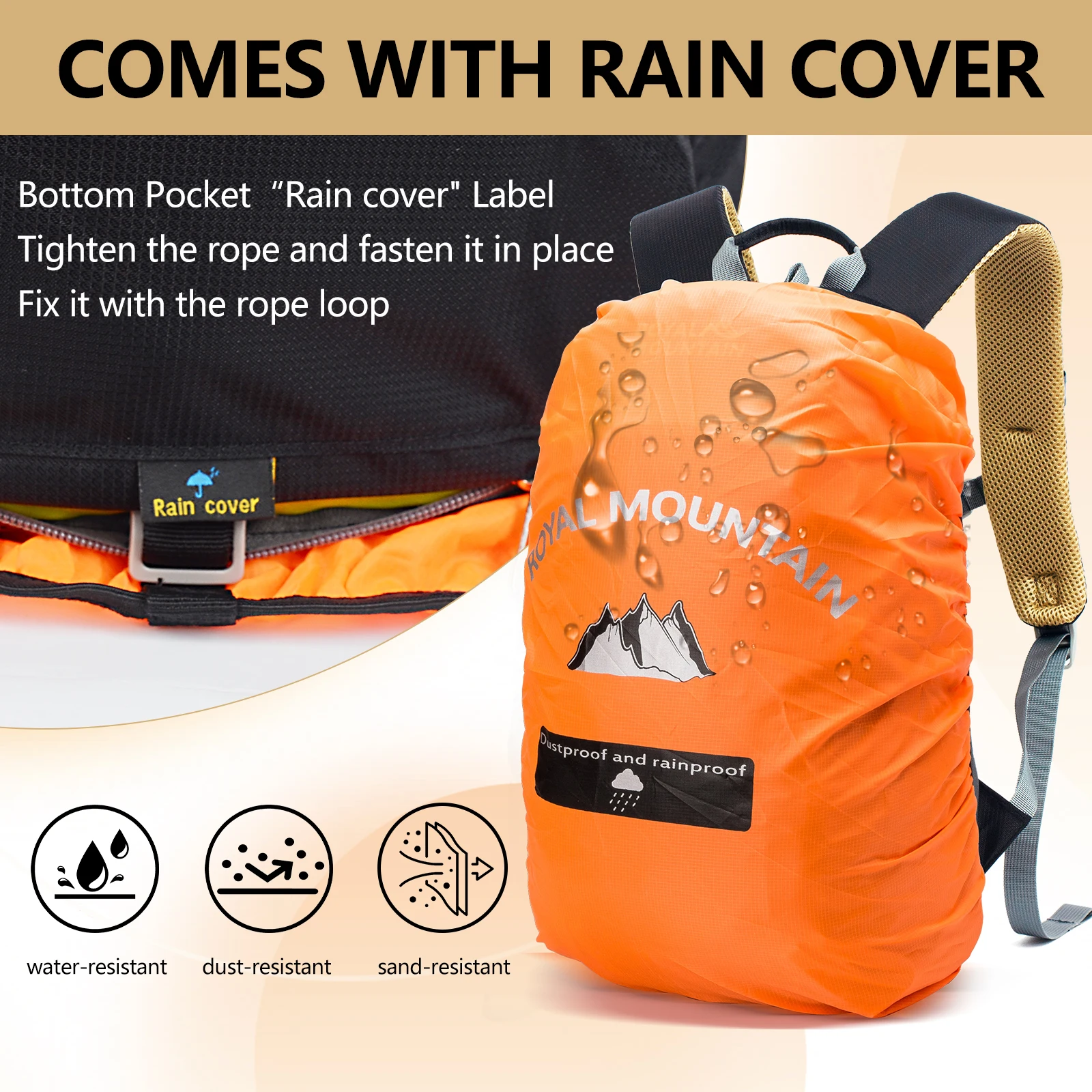 20L & 30L Outdoor-Rucksack mit Regenschutz, Wasserabweisendes Gewebe, Mehrere Fächer, Geeignet für Alle Geschlechter und Umgebungen – Detail 8