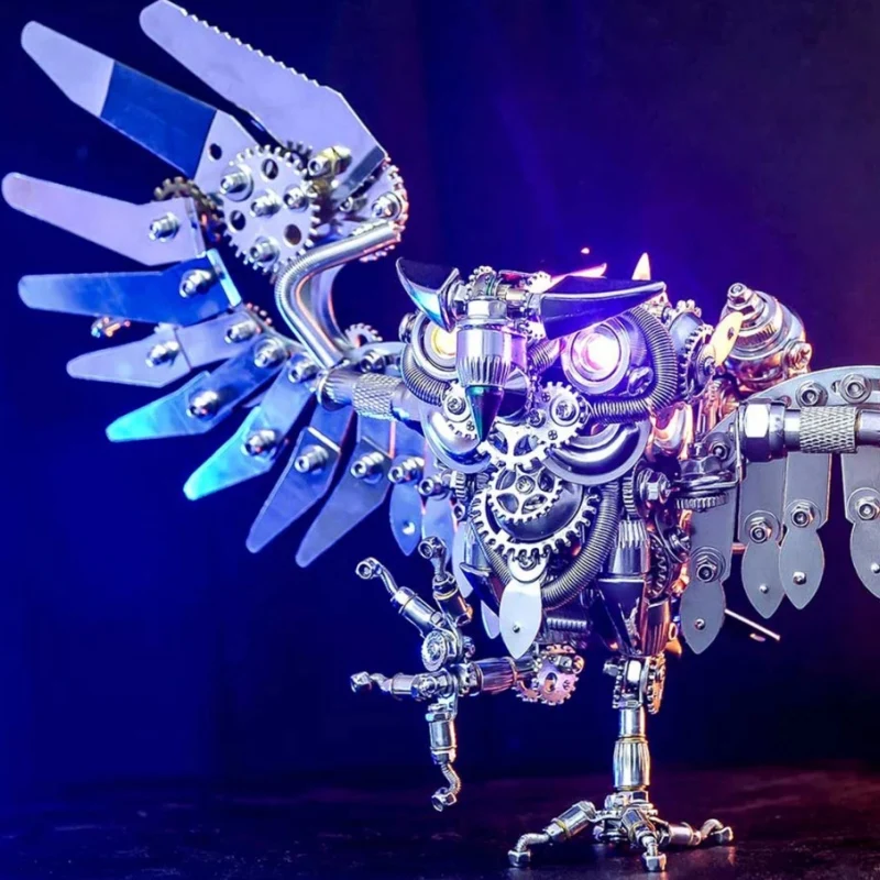 3D Puzzle Steampunk Owl Model Kit DIY Metal Assembly Eagle Toy Animal Model for Children Adult Christmas Gift - 700+PCS