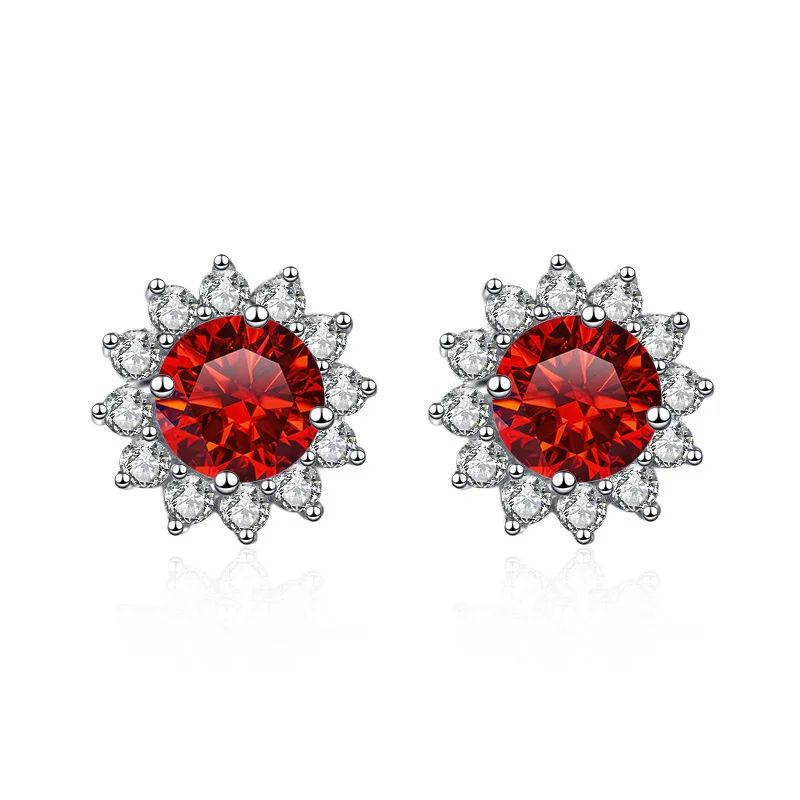 

2 Carat D Color Moissanite Ear Stud Earrings Sunflower For Women 925 Sterling Silver Sparkling Piercing Earring Fine Jewelry