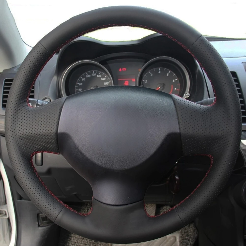 Hand-Stitched Non-slip Black Artificial Leather Car Steering Wheel Cover For Mitsubishi Lancer EX 10 Lancer X Outlander