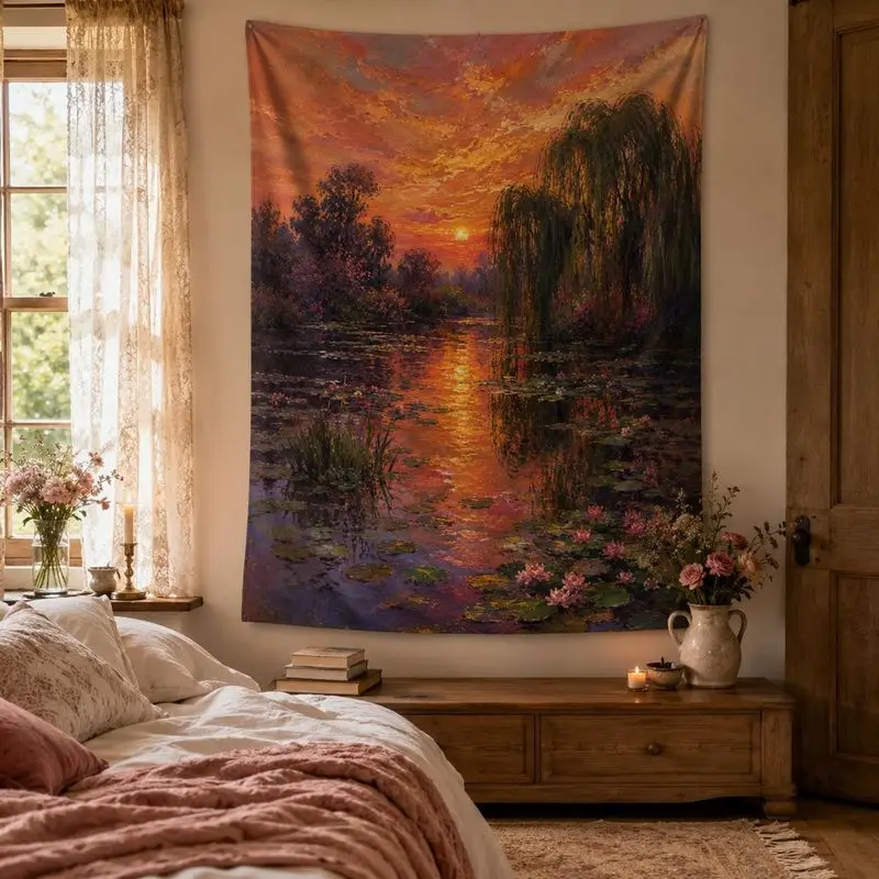 VIKAMA Mystic Phoenix Tapestry Celestial Geometric Wall Hanging Fire Bird Art Aesthetic Bedroom Living Room