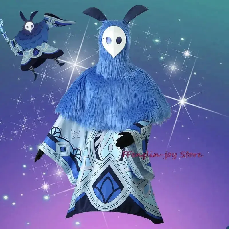 Anime Game Genshin Impact Electro Fire Water Ice Attribute Abyss Mage Cosplay Costume Pilose Hair Cloak Man Woman Halloween Suit