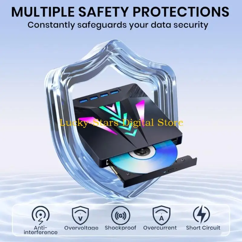 

T3EE External Disc Drive USB Type C ROM Writer Rewriter with USB3.0 USB2.0 Port Portable Disc Player External Disc Drive