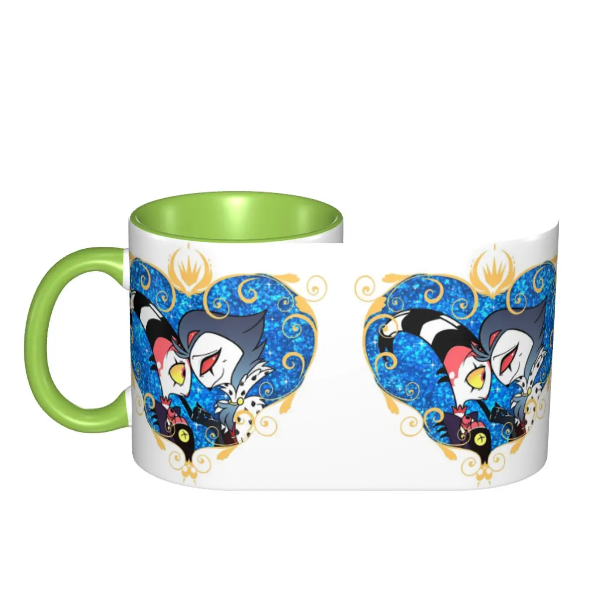 Helluva Boss Stolas And Blitzo Heart Frame Mug Ceramic Coffee Cups Tea Mugs Milk Cup Drinkware Gifts for Friends DIY Custom