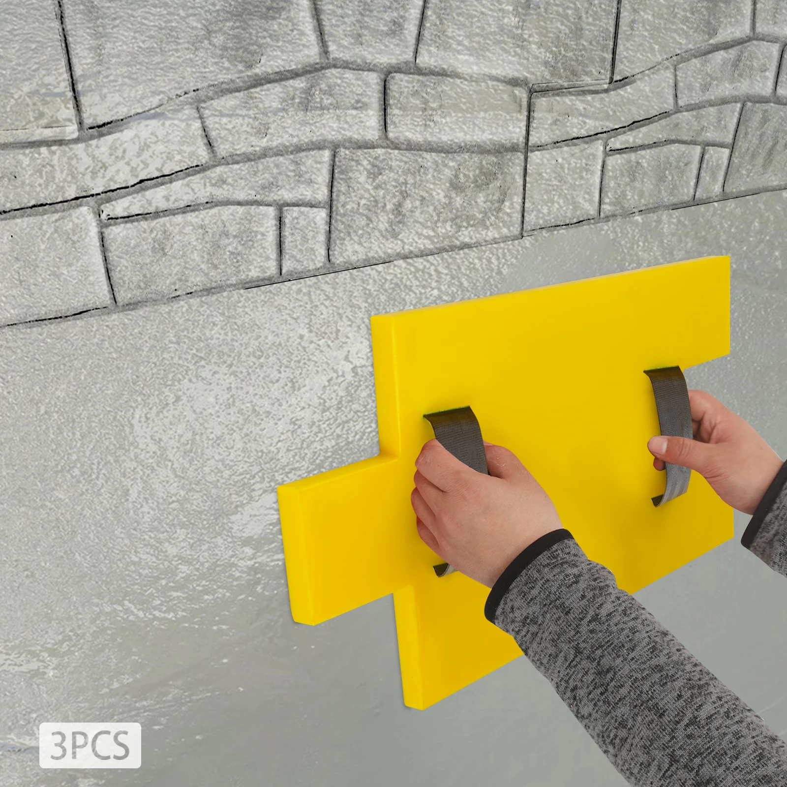 Набор форм для штамповки бетона, 3-х предметная форма для текстуры камня для украшения бетона своими руками на открытом воздухе/в помещении, противоскользящая конструкция