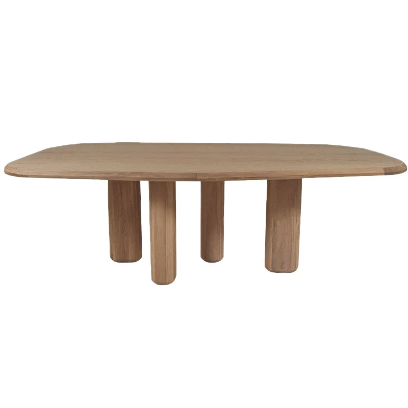 

Минималистичный обеденный стол в новом китайском стиле, из массива дерева, нестандартной формы, для офиса и дома.