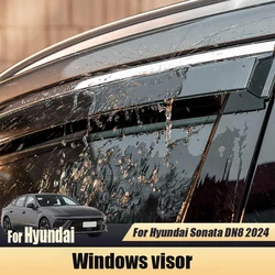 For Hyundai Sonata DN8 2024 Car Windows visor Rain proof car windows bright strip Automotive exterior modification