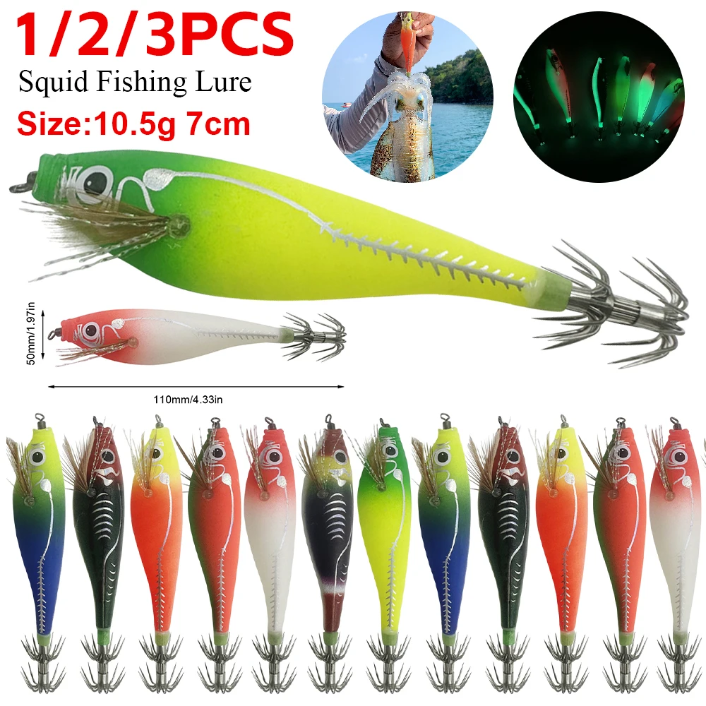 Luminous Fishing Lure Glow in Dark Shrimp Lures Lifelike Jigging Bait Fishing Squid Lure for Octopus Cuttlefish Fishing Jig Tack