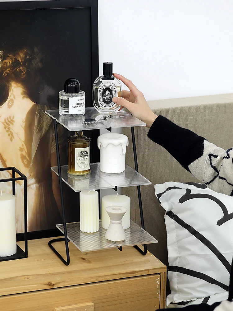 

Многоуровневая акриловая подставка для косметики, простой металлический стеллаж-витрина для дома, органайзер для хранения