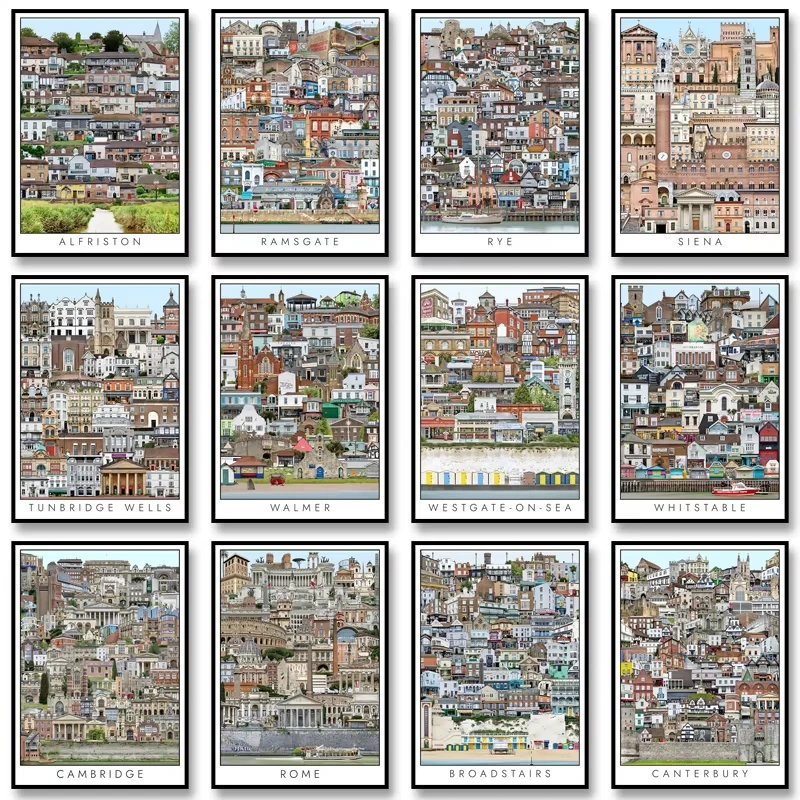 

Vintage Abstract Cityscape Artwork Jigsaw Puzzle 1000Pieces Stress Relief Puzzle Wall Art Decor Gift