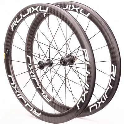 

700C Carbon Fiber Road Bike Wheelset Ceramic Bearing 50mm V-brake Factory Direct Carbon Wheel Set