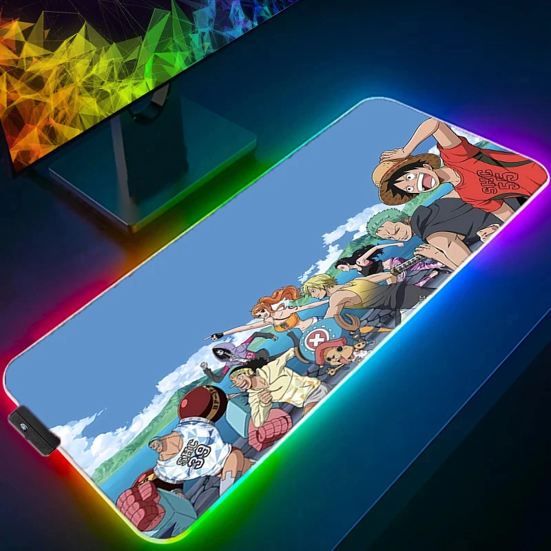 

RGB светодиодный коврик для мыши, офисный настольный коврик, коврик для компьютерной игры, резиновый коврик для клавиатуры в стиле аниме, цельный аксессуар для ПК, коврик для мыши, коврик для планшета