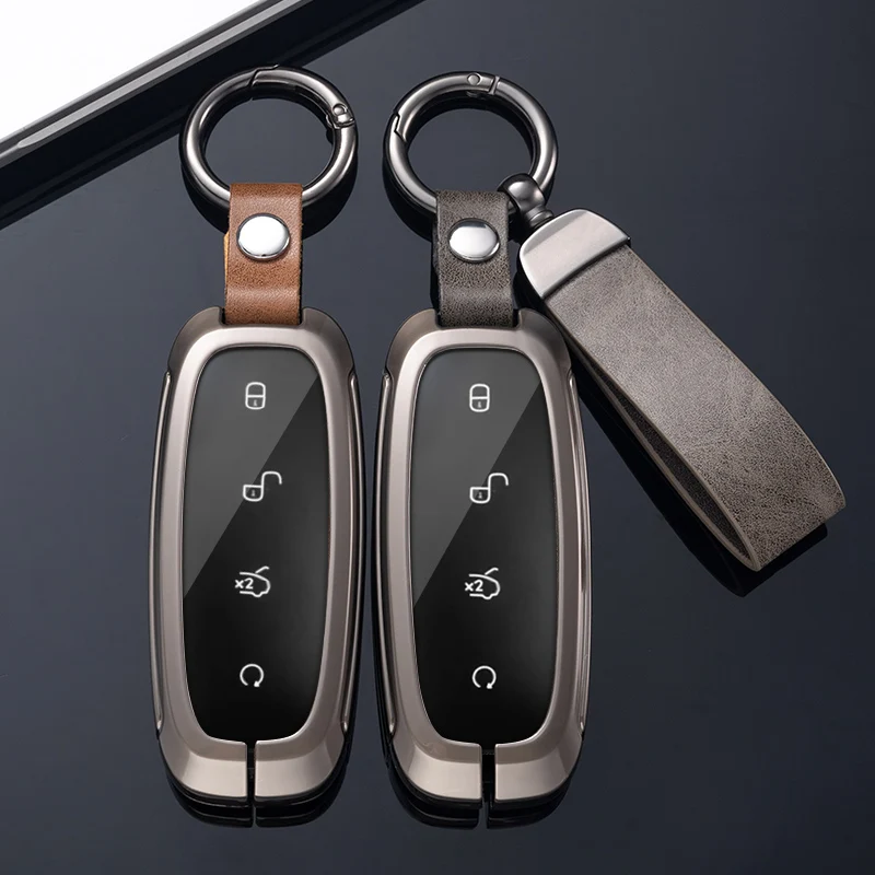 

New Zinc Alloy Car Smart Remote Key Case Cover Protector Holder Shell Bag For DENZA D9 2022 Car Styling Keychain Accessories