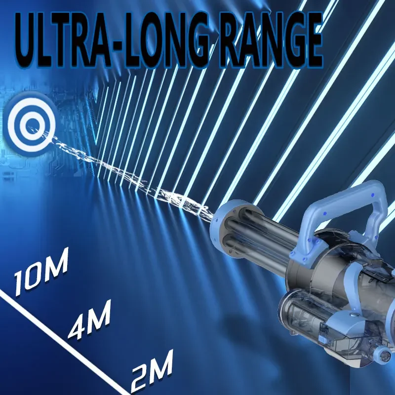여름 해변 수영장 장난감, 파티 장난감, 개틀링 건, 물총 개틀링, 전기 강력한 물총, 스포츠 엔터테인먼트 선물