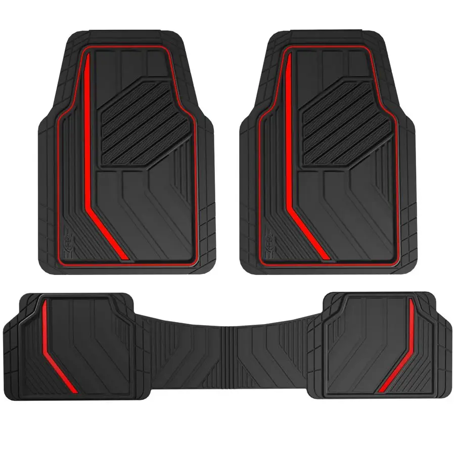 

3Piece DuraSport Floor Mats, HeavyDuty Mats for Cars, Trucks, SUVs Black Red