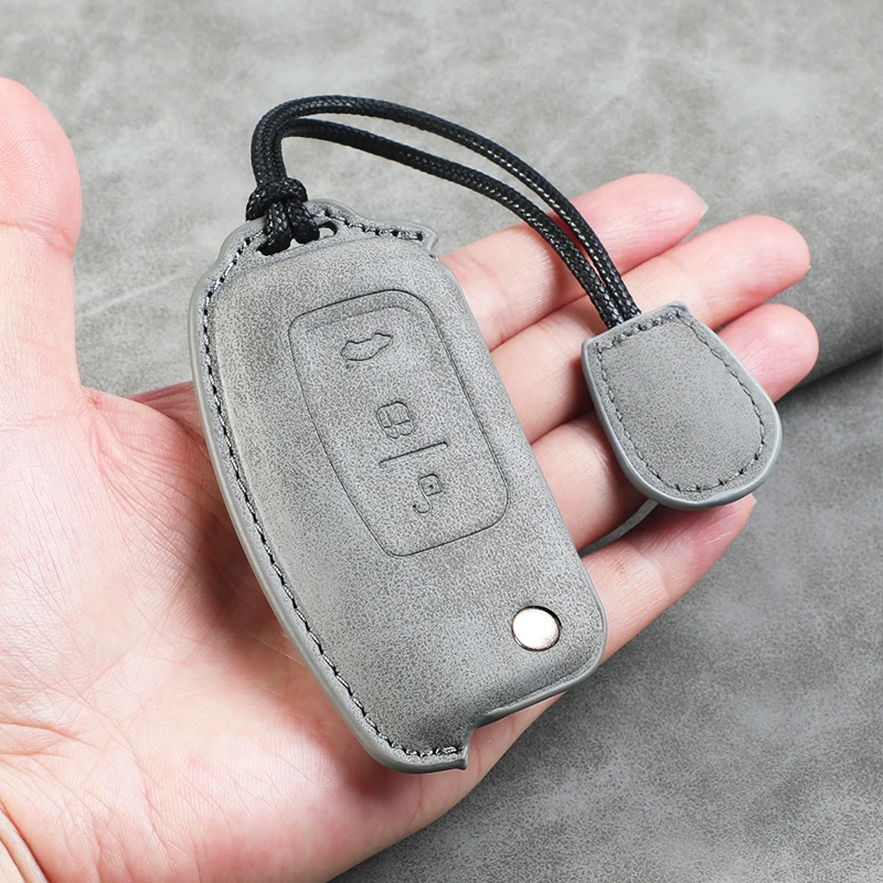 Leather Car Flip Key Case Cover Shell For Ford Focus 2 3 Ecosport C-Max S-Max Ka Mondeo Kuga Galaxy Fiesta Keychain Accessories