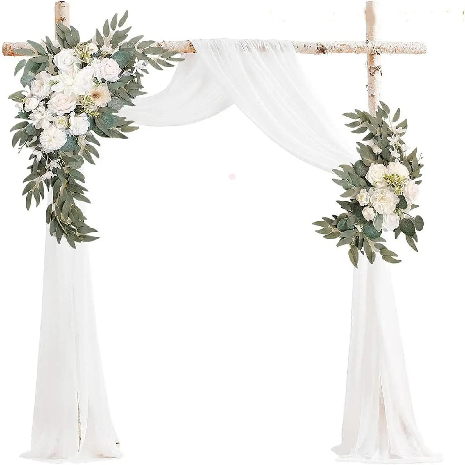 

2 Pieces Wedding Arch Flowers Kit Artificial Flower Arrangement Centerpiece Artificial Flower Floral Swag for Reception Party