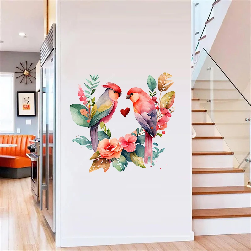 T324# Couples Flamingo Birds Wall Sticker Bathroom Toilet Decor Living Room Cabinet Refrigerator Home Decals