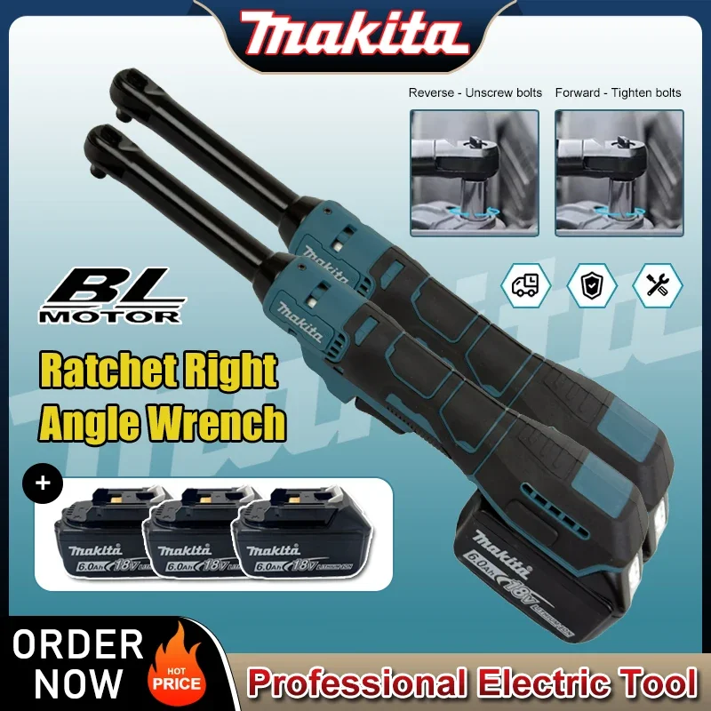 

Makita Ratchet Right Angle Wrench Brushless Cordless Driver Multifunction Variable Speed Power Wrench LED 18V Power Tools