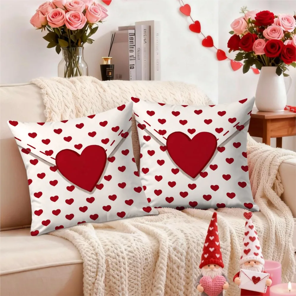 Personalized Valentine's Day Love Envelope Theme Throw Pillow, Double-Sided Design, Soft Plush Cushion with Insert, Perfect Gift