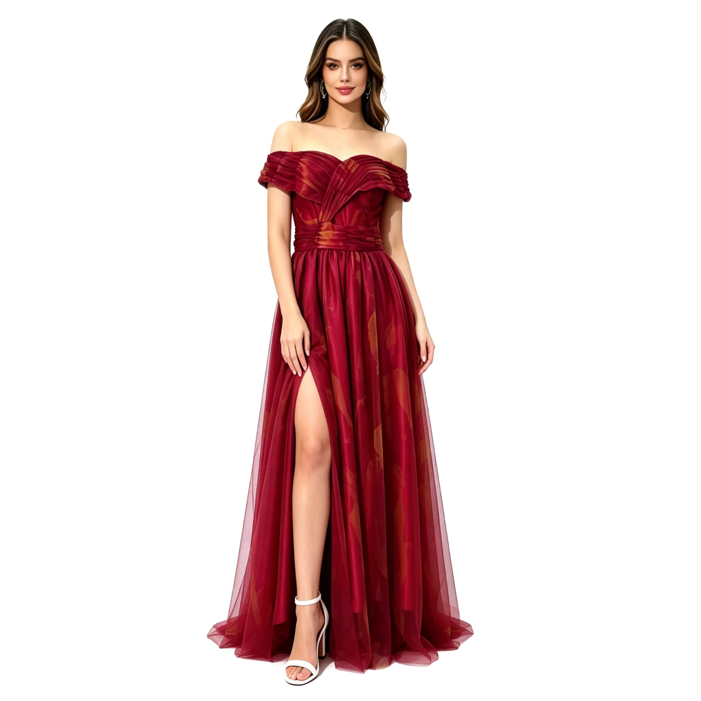 Cross-Border One-Shoulder Tube Top Evening Gown for Hostess Stage Performance Costume Yearly Conference Stage Dress