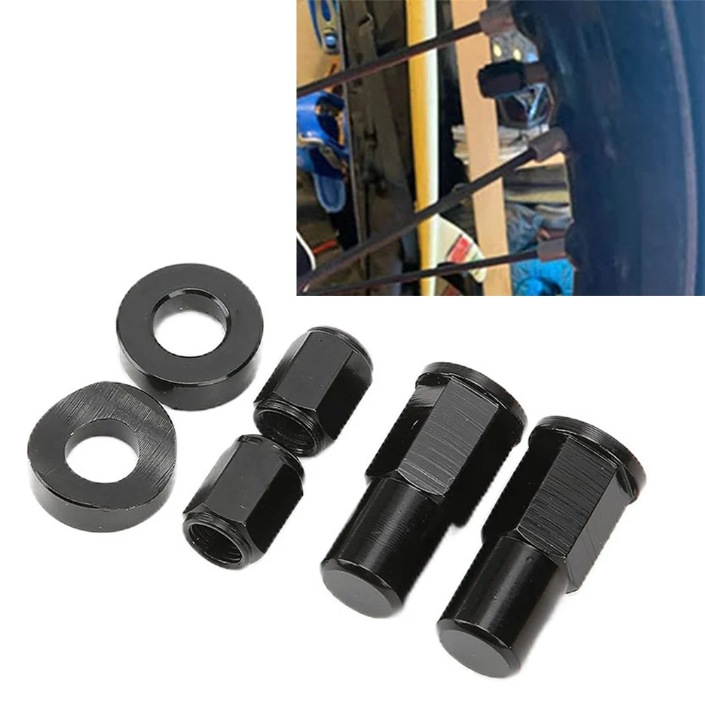 Universal Motorcycle Rim Lock Nuts Spacer Kit Tire Valve Stem Caps Aluminum Black 3Pcs/Set