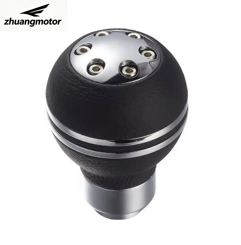 Universal 5 6 Speed Car Gear Shift Knob Gear Stick Aluminum Leather Manual Shifter Lever Black Red Line Stitch PU Leather AT MT